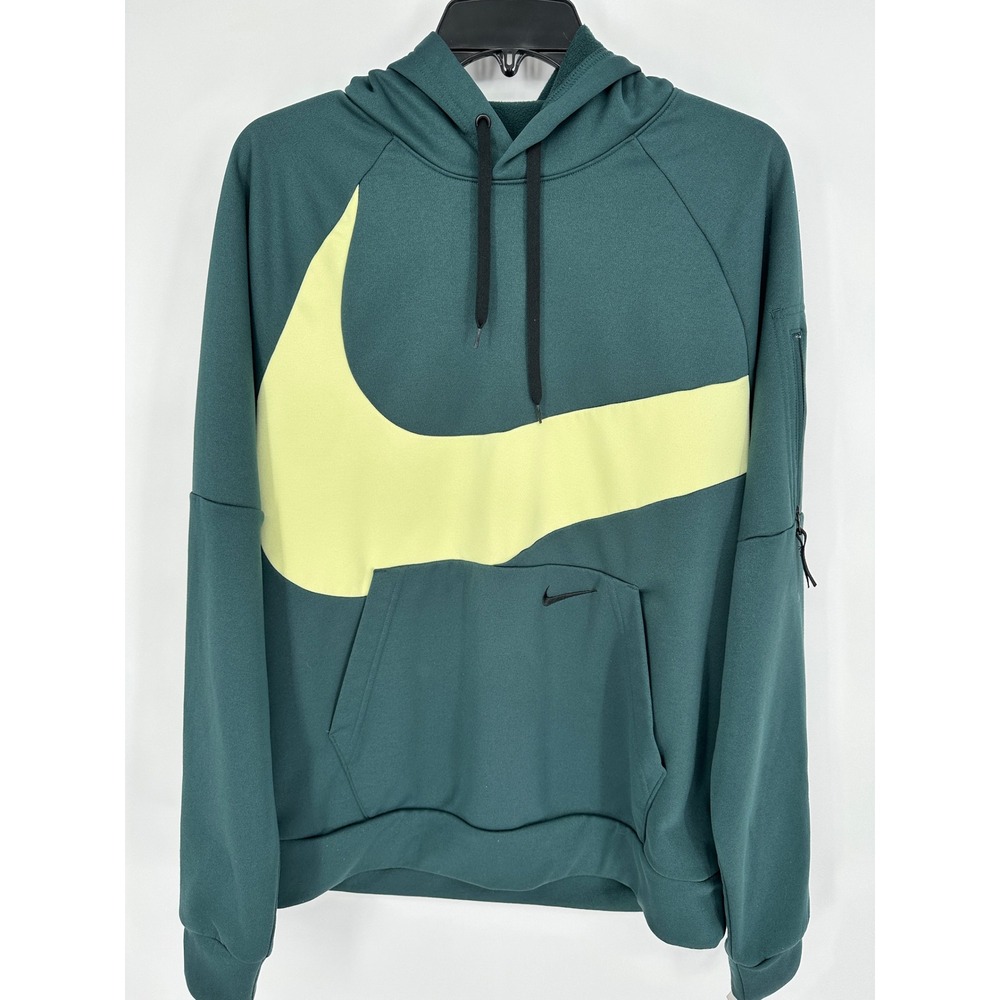 Nike Therma-FIT Hoodie Mens Medium Teal Green Big‎ Swoosh Pullover